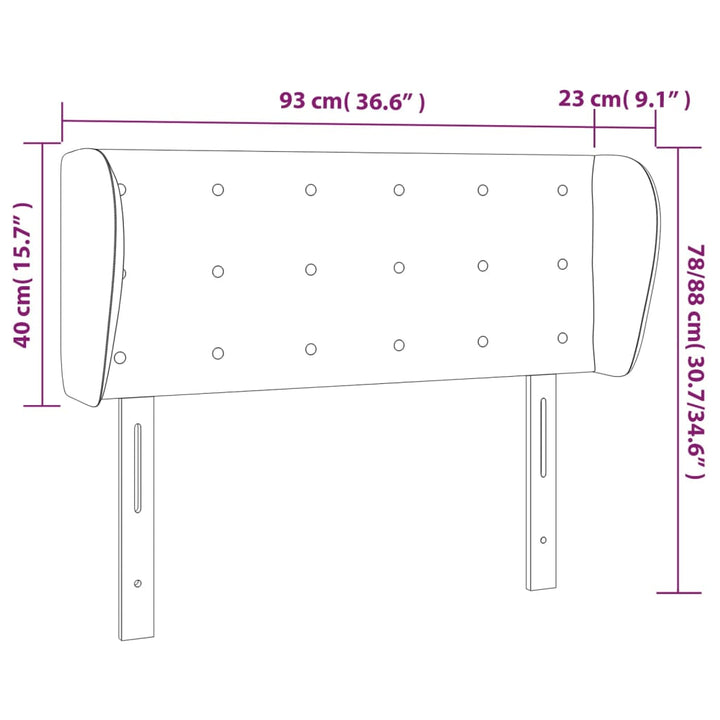 sengegavl med kanter 93x23x78/88 cm kunstlæder cappuccino