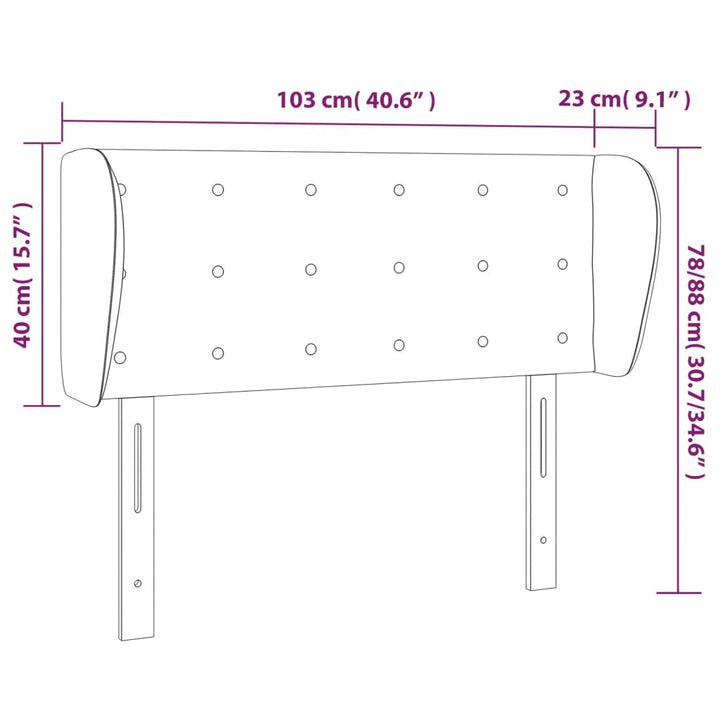 sengegavl med kanter 103x23x78/88 cm kunstlæder hvid