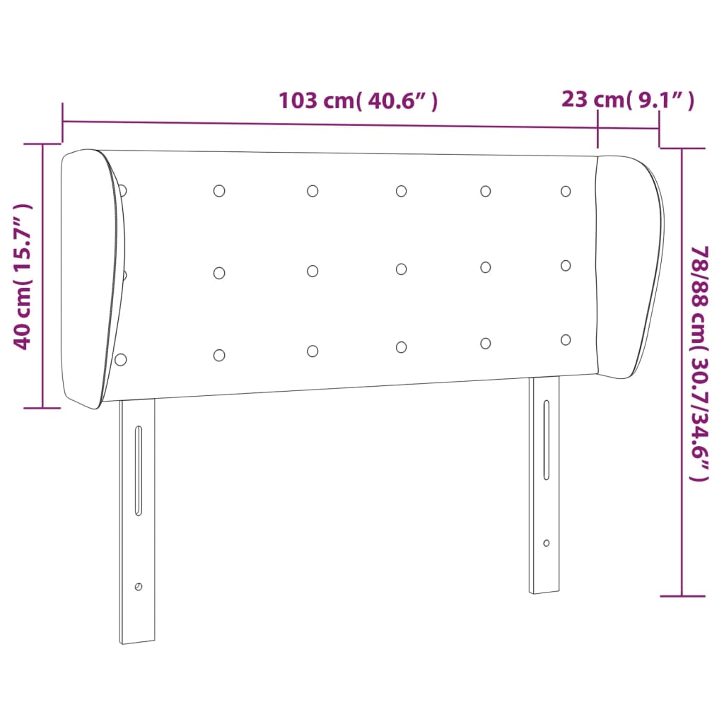 sengegavl med kanter 103x23x78/88 cm kunstlæder cremefarvet