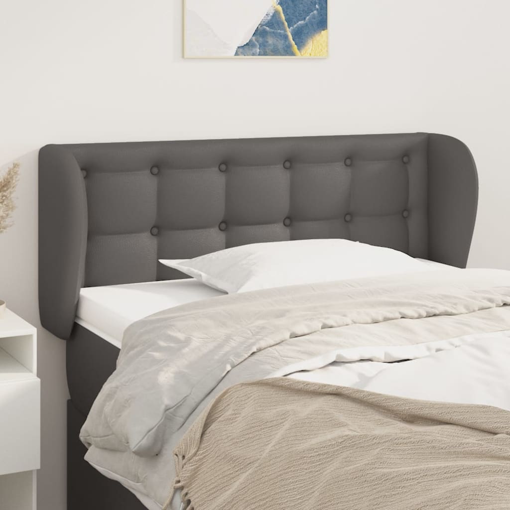 sengegavl med kanter 103x23x78/88 cm kunstlæder grå