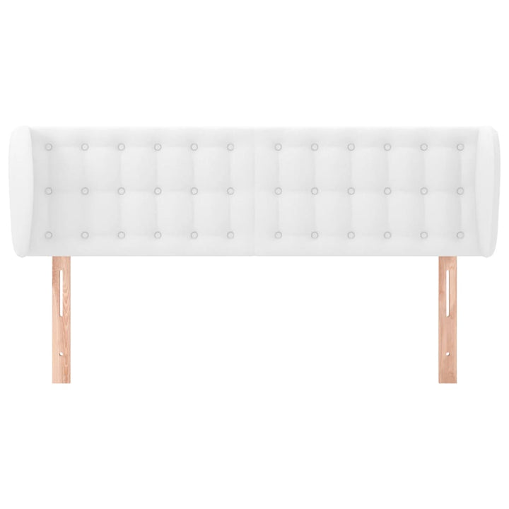 sengegavl med kanter 147x23x78/88 cm kunstlæder hvid