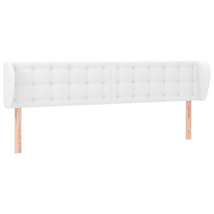 sengegavl med kanter 163x23x78/88 cm kunstlæder hvid