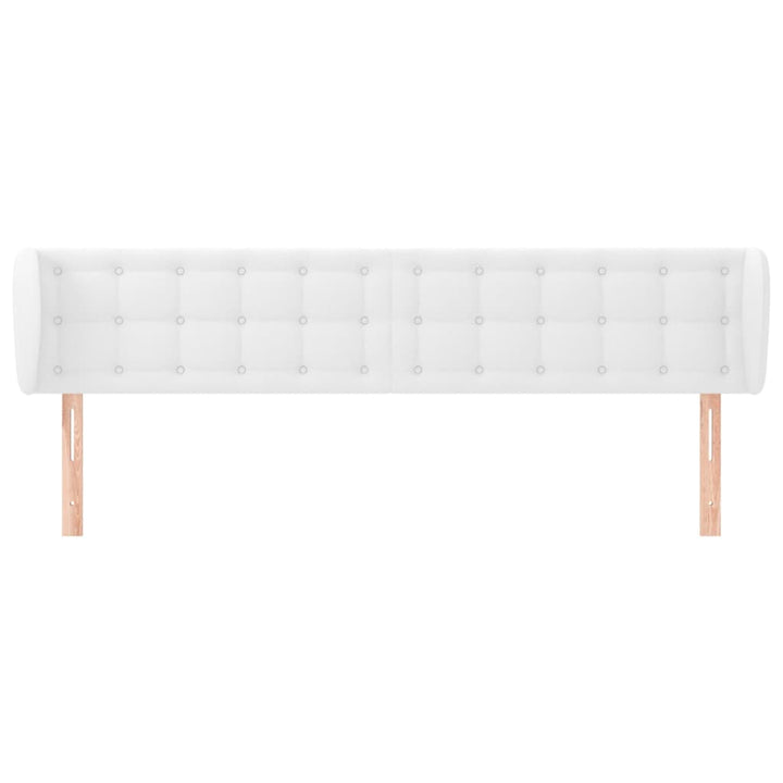 sengegavl med kanter 163x23x78/88 cm kunstlæder hvid