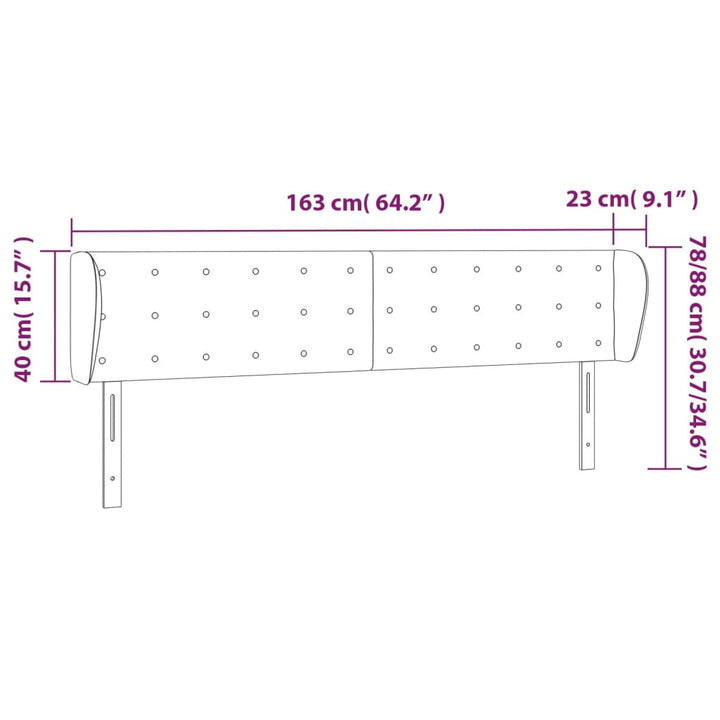 sengegavl med kanter 163x23x78/88 cm kunstlæder grå