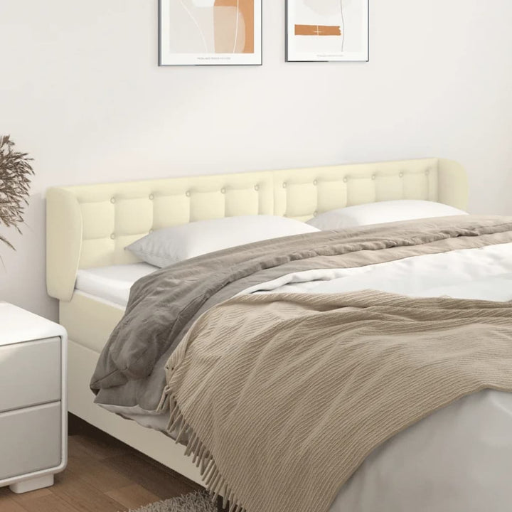 sengegavl med kanter 183x23x78/88 cm kunstlæder cremefarvet