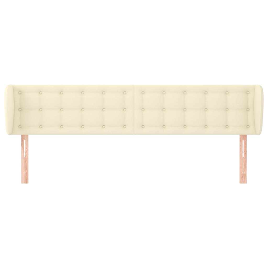 sengegavl med kanter 203x23x78/88 cm kunstlæder cremefarvet