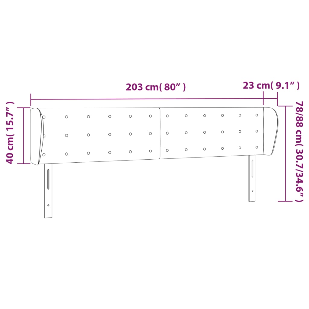sengegavl med kanter 203x23x78/88 cm kunstlæder cappuccino