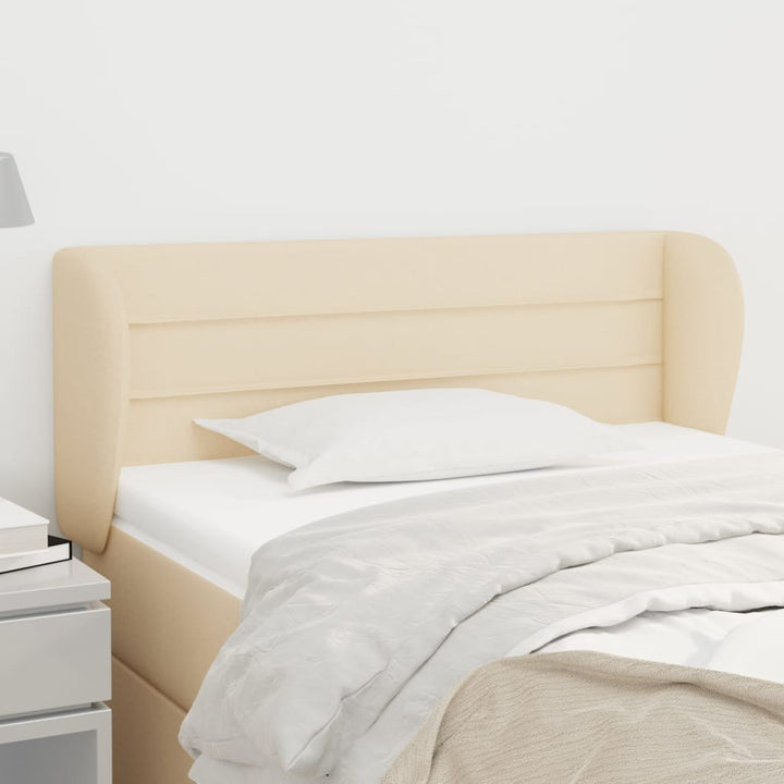 sengegavl med kanter 83x23x78/88 cm stof cremefarvet