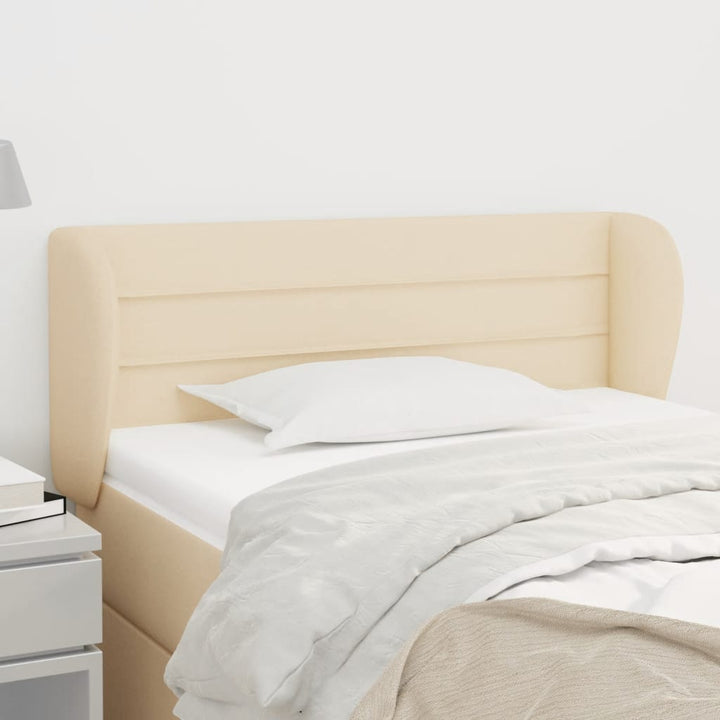 sengegavl med kanter 93x23x78/88 cm stof cremefarvet