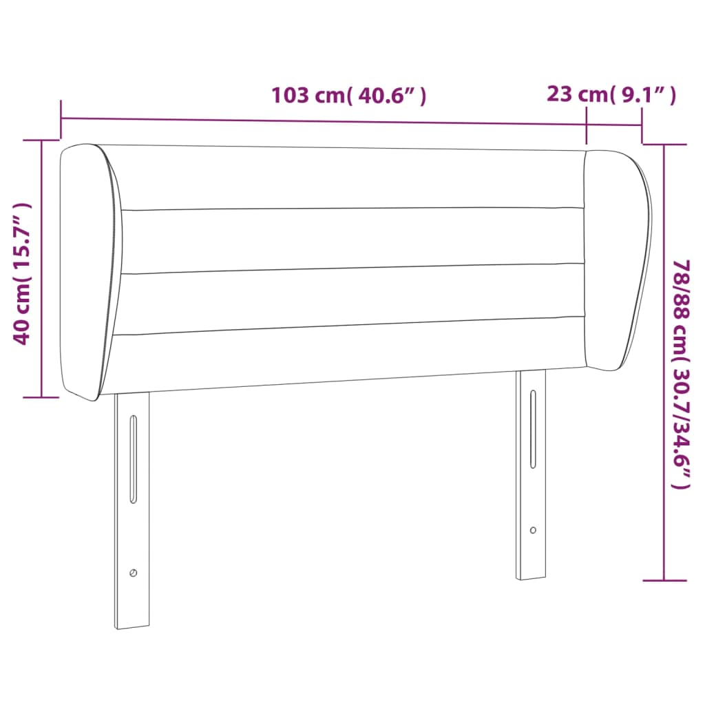 sengegavl med kanter 103x23x78/88 cm stof mørkegrå