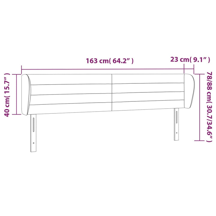 sengegavl med kanter 163x23x78/88 cm stof sort