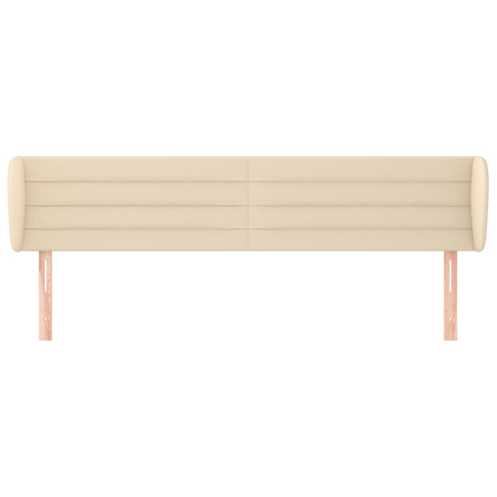 sengegavl med kanter 183x23x78/88 cm stof cremefarvet