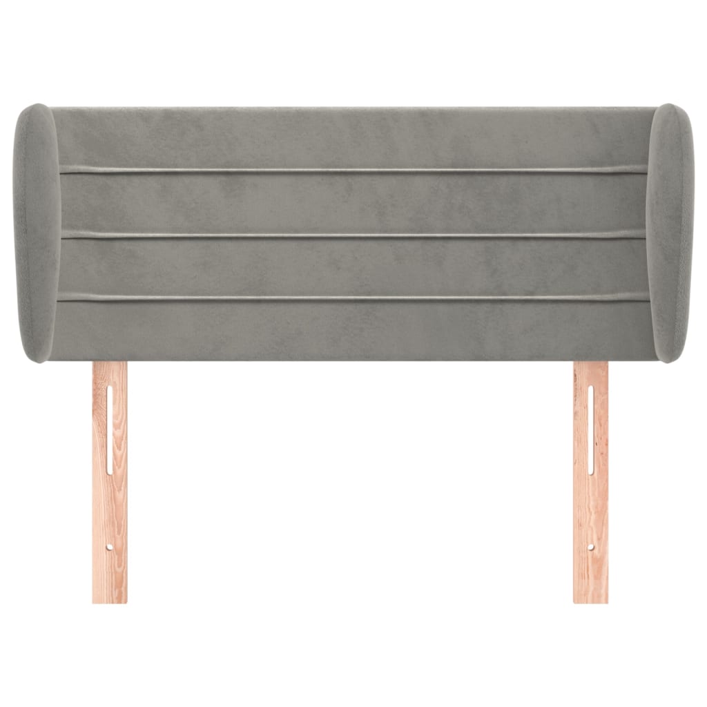 sengegavl med kanter 83x23x78/88 cm fløjl lysegrå