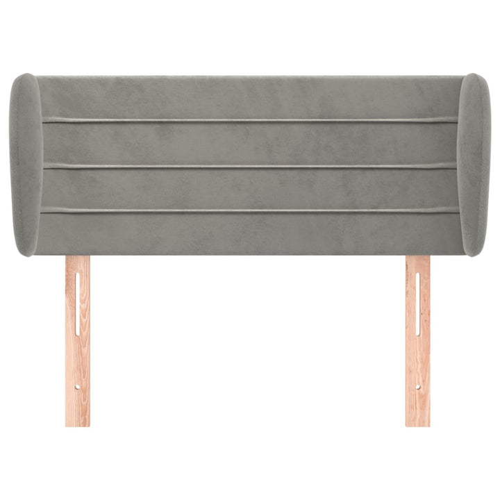 sengegavl med kanter 83x23x78/88 cm fløjl lysegrå