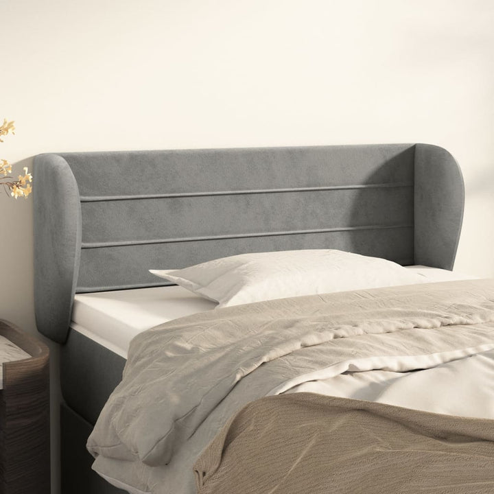sengegavl med kanter 83x23x78/88 cm fløjl lysegrå