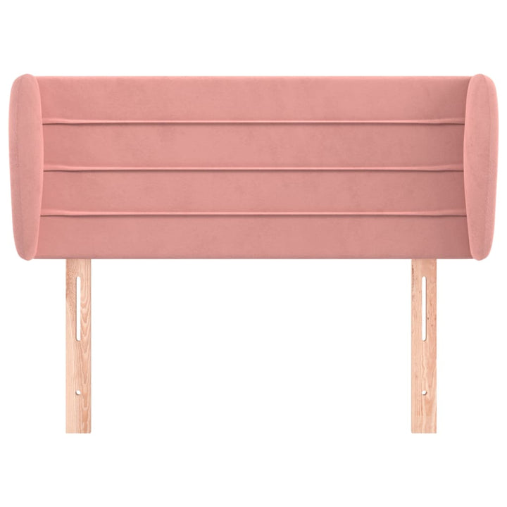 sengegavl med kanter 83x23x78/88 cm fløjl lyserød