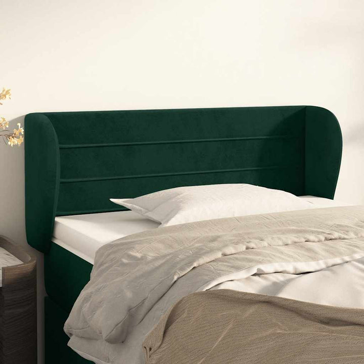 sengegavl med kanter 93x23x78/88 cm fløjl mørkegrøn