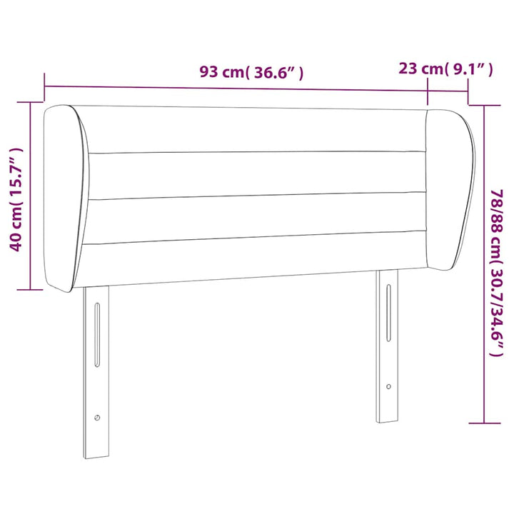 sengegavl med kanter 93x23x78/88 cm fløjl mørkeblå