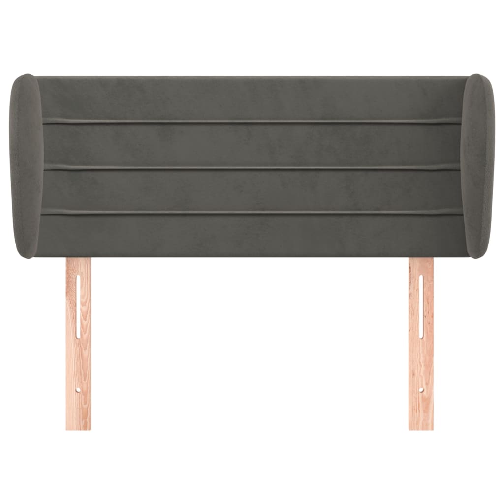 sengegavl med kanter 103x23x78/88 cm fløjl mørkegrå