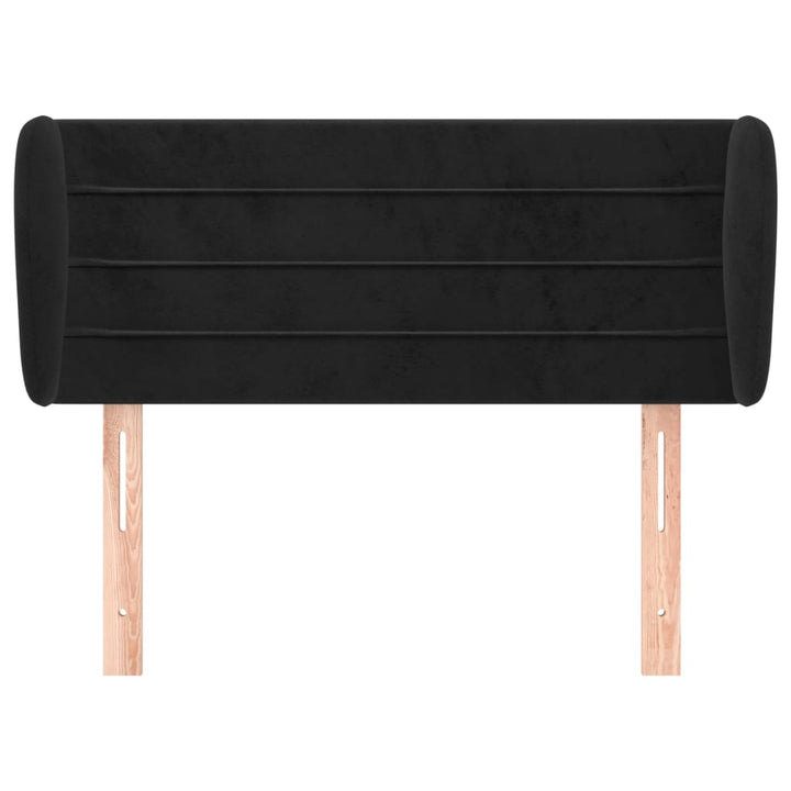 sengegavl med kanter 103x23x78/88 cm fløjl sort