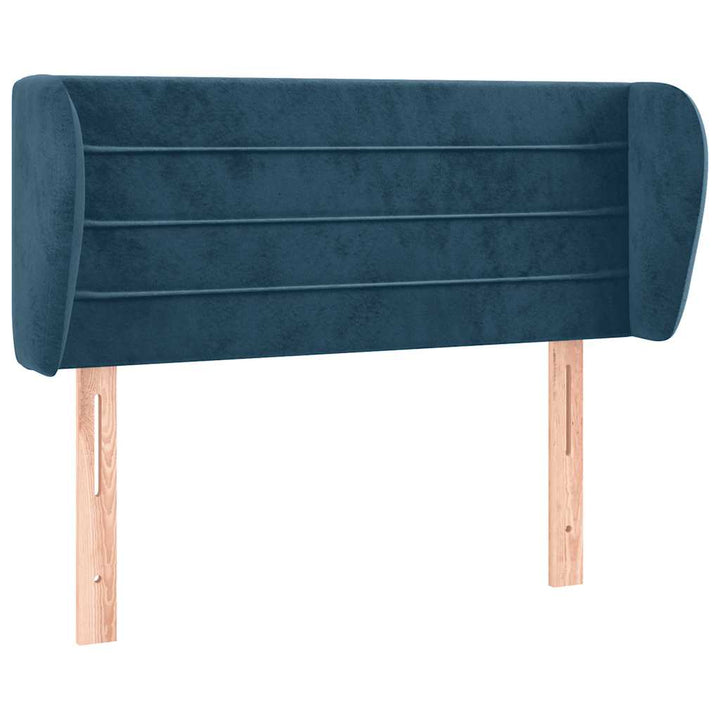 sengegavl med kanter 103x23x78/88 cm fløjl mørkeblå