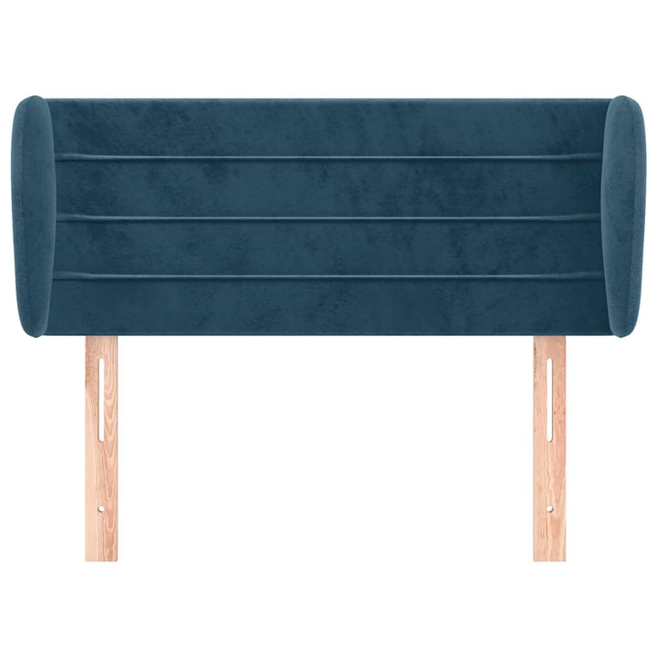 sengegavl med kanter 103x23x78/88 cm fløjl mørkeblå