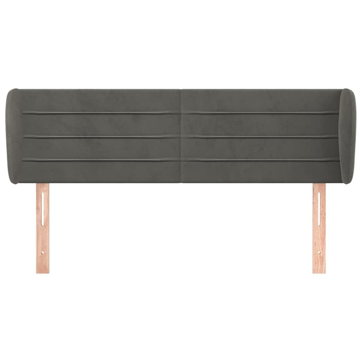 sengegavl med kanter 147x23x78/88 cm fløjl mørkegrå