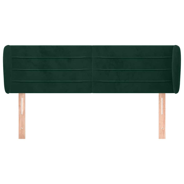 sengegavl med kanter 147x23x78/88 cm fløjl mørkegrøn