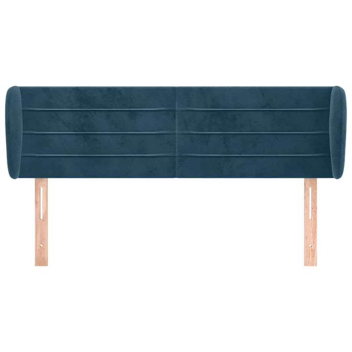 sengegavl med kanter 147x23x78/88 cm fløjl mørkeblå