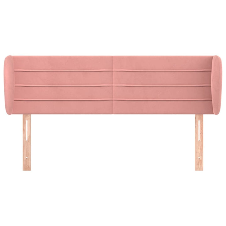 sengegavl med kanter 147x23x78/88 cm fløjl lyserød