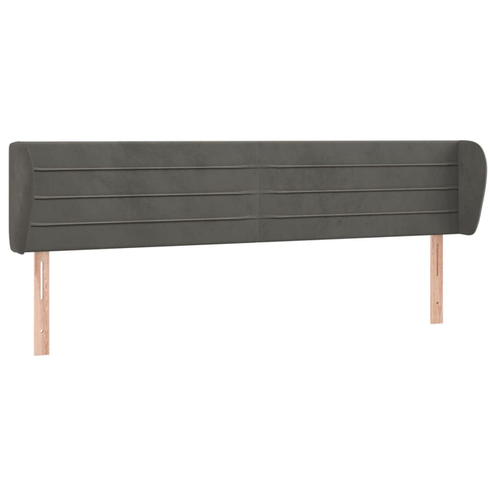 sengegavl med kanter 163x23x78/88 cm fløjl mørkegrå