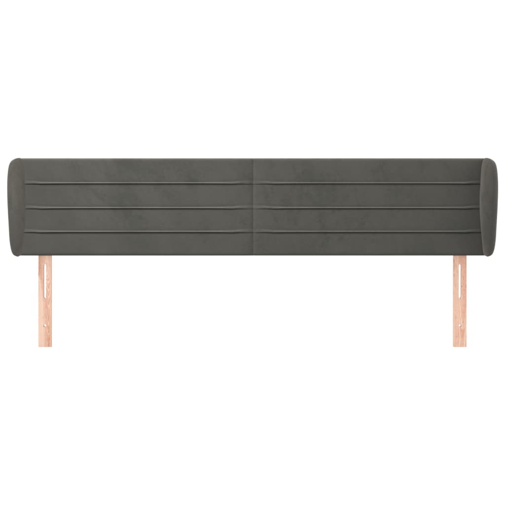 sengegavl med kanter 163x23x78/88 cm fløjl mørkegrå