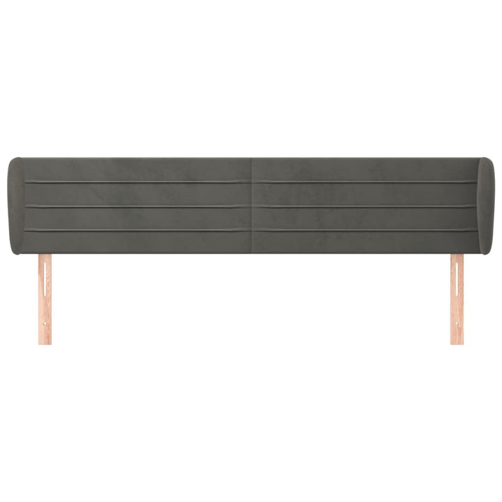 sengegavl med kanter 163x23x78/88 cm fløjl mørkegrå