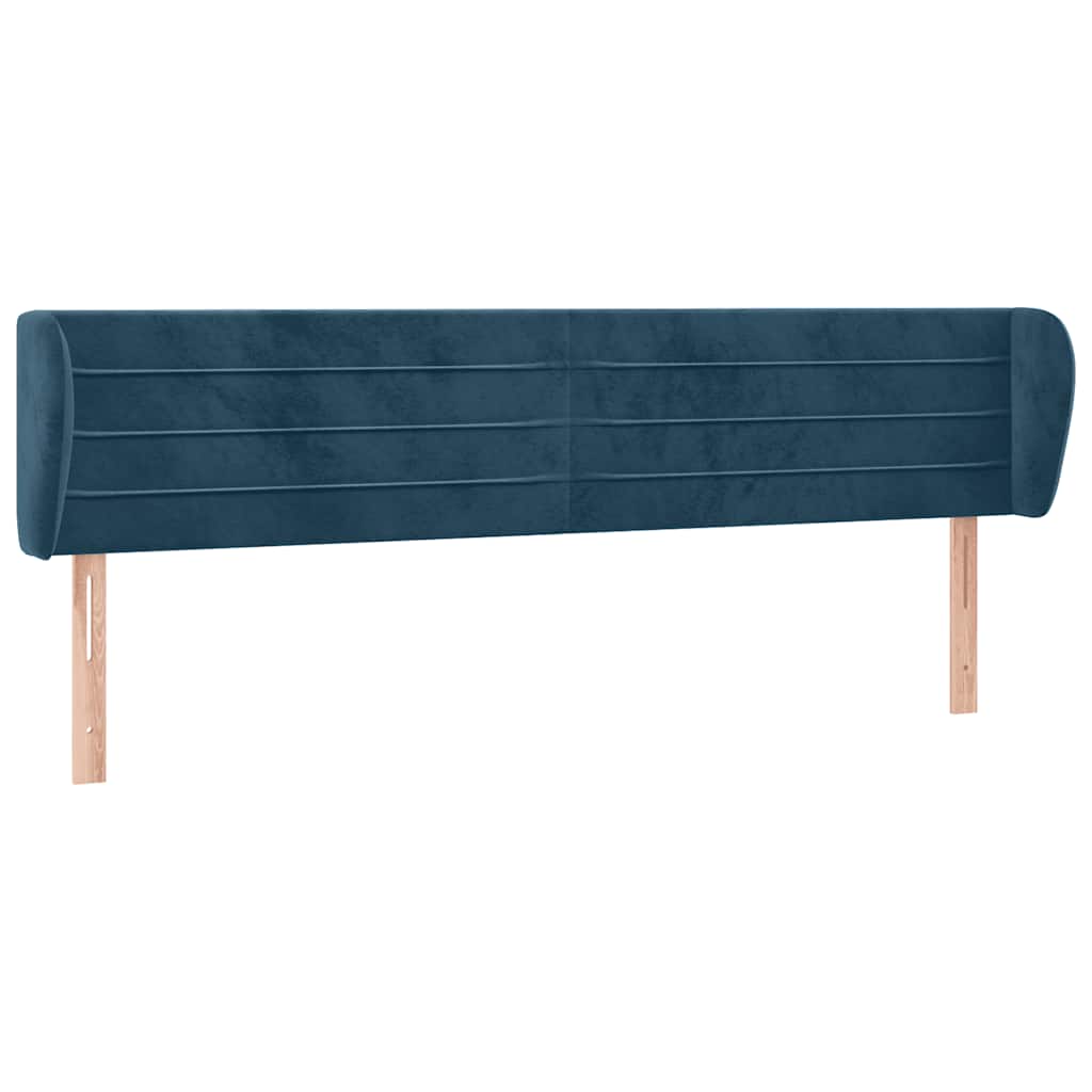sengegavl med kanter 163x23x78/88 cm fløjl mørkeblå