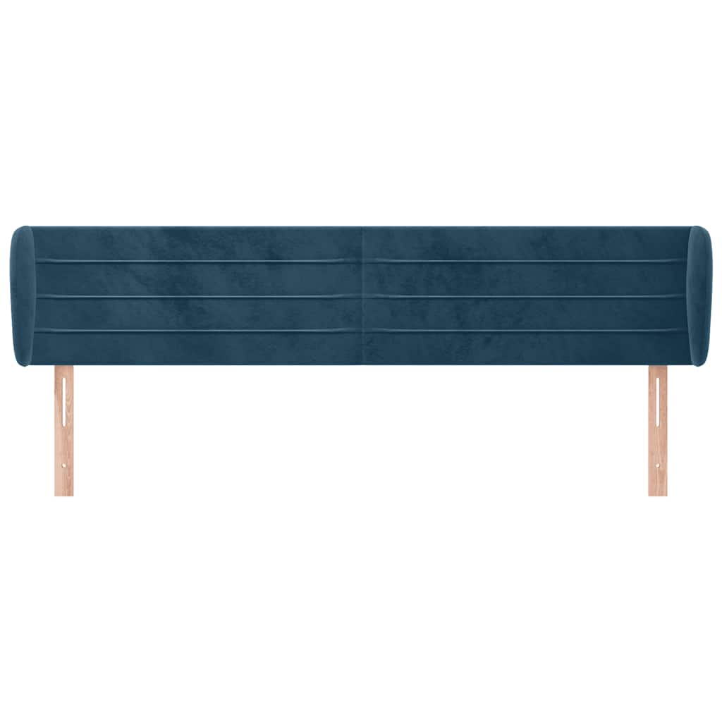sengegavl med kanter 163x23x78/88 cm fløjl mørkeblå