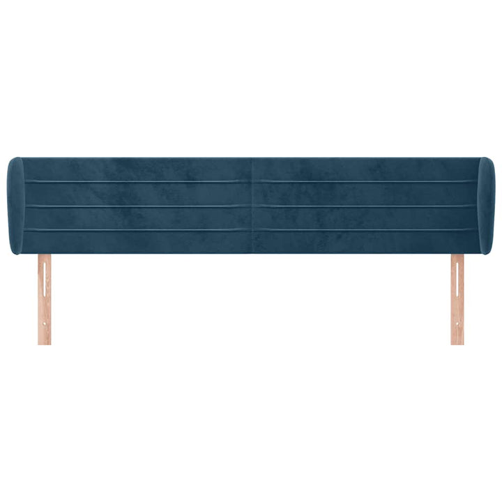 sengegavl med kanter 163x23x78/88 cm fløjl mørkeblå