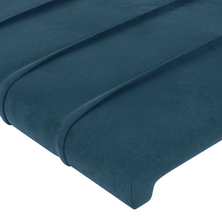 sengegavl med kanter 163x23x78/88 cm fløjl mørkeblå