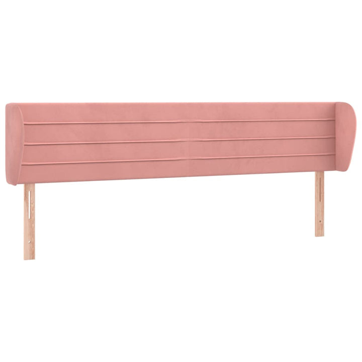 sengegavl med kanter 163x23x78/88 cm fløjl lyserød