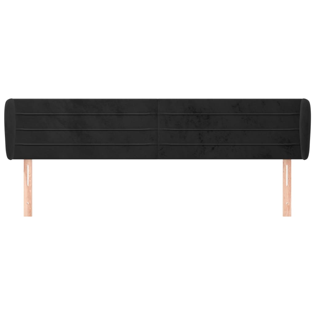 sengegavl med kanter 183x23x78/88 cm fløjl sort