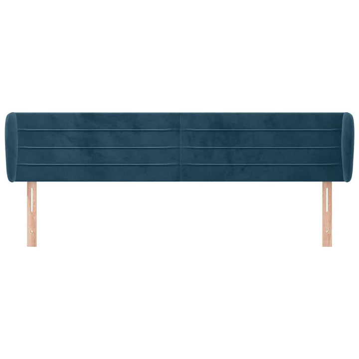 sengegavl med kanter 183x23x78/88 cm fløjl mørkeblå