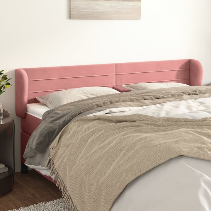 sengegavl med kanter 183x23x78/88 cm fløjl lyserød