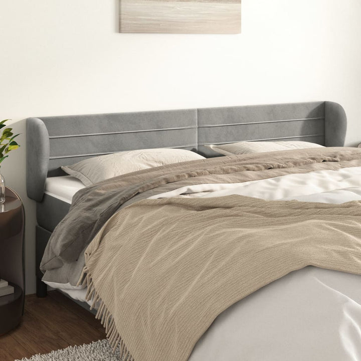 sengegavl med kanter 203x23x78/88cm fløjl lysegrå