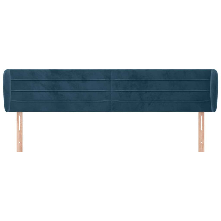 sengegavl med kanter 203x23x78/88 cm fløjl mørkeblå