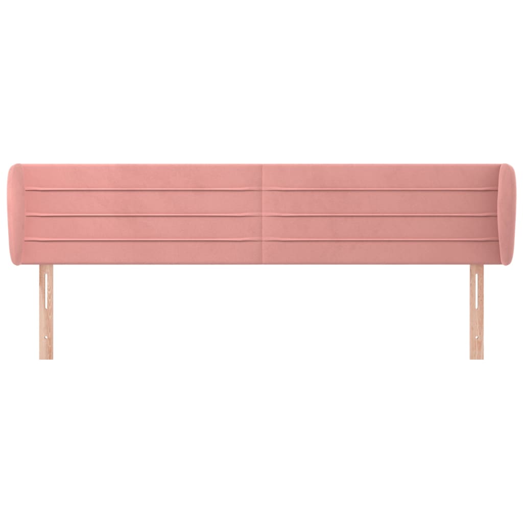 sengegavl med kanter 203x23x78/88 cm fløjl lyserød