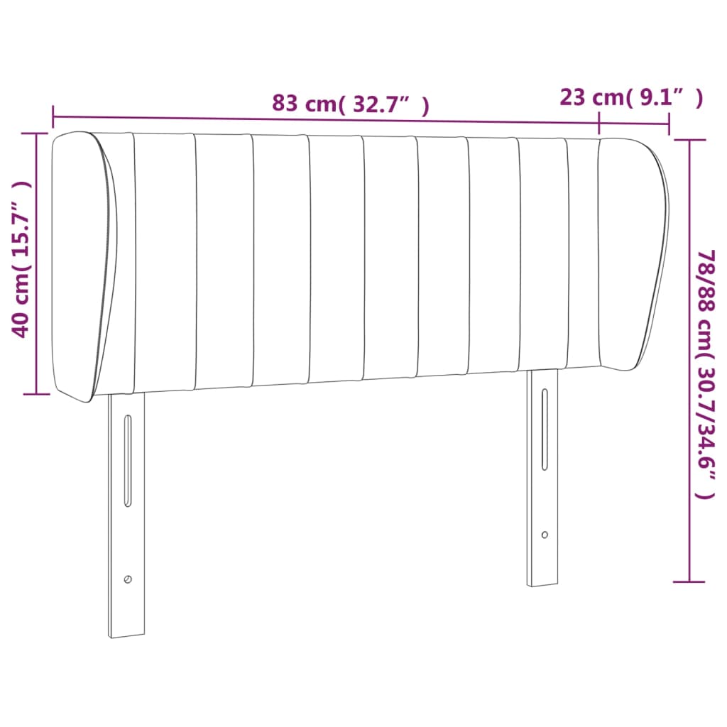 sengegavl med kanter 83x23x78/88 cm stof mørkegrå