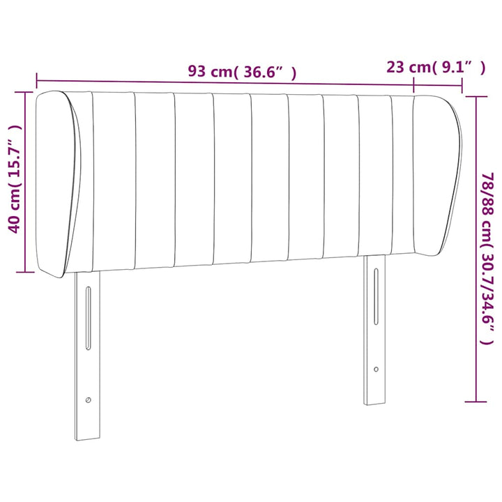 sengegavl med kanter 93x23x78/88 cm stof mørkebrun