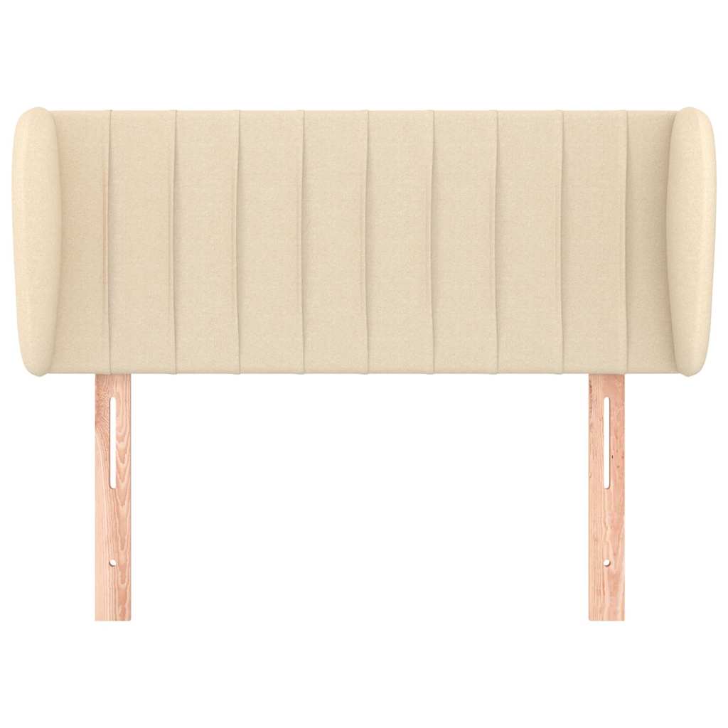 sengegavl med kanter 93x23x78/88 cm stof cremefarvet