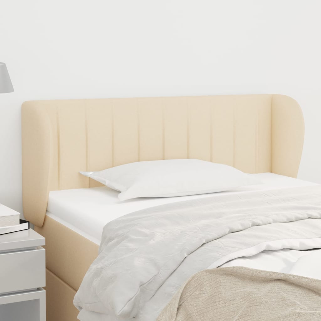 sengegavl med kanter 93x23x78/88 cm stof cremefarvet