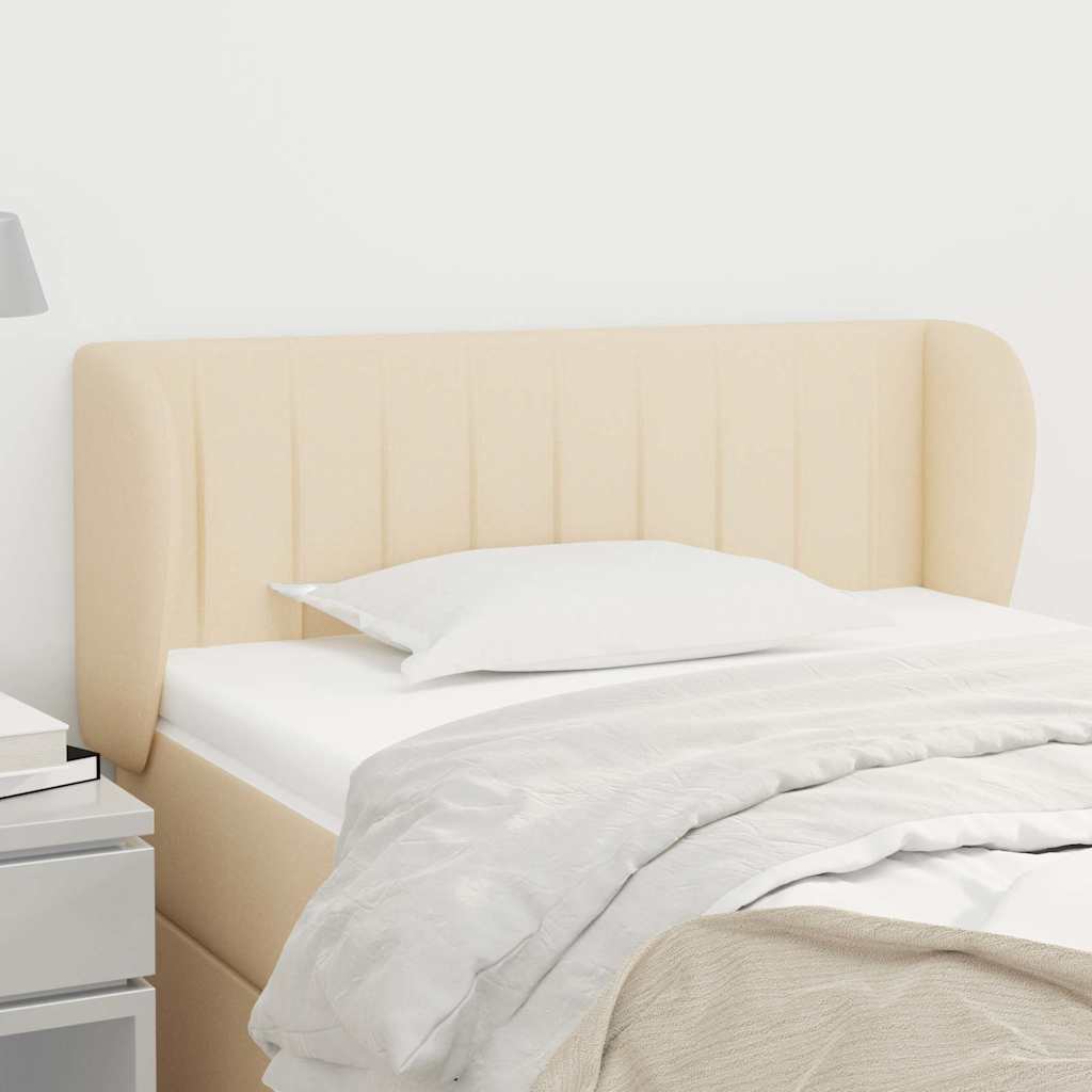 sengegavl med kanter 93x23x78/88 cm stof cremefarvet