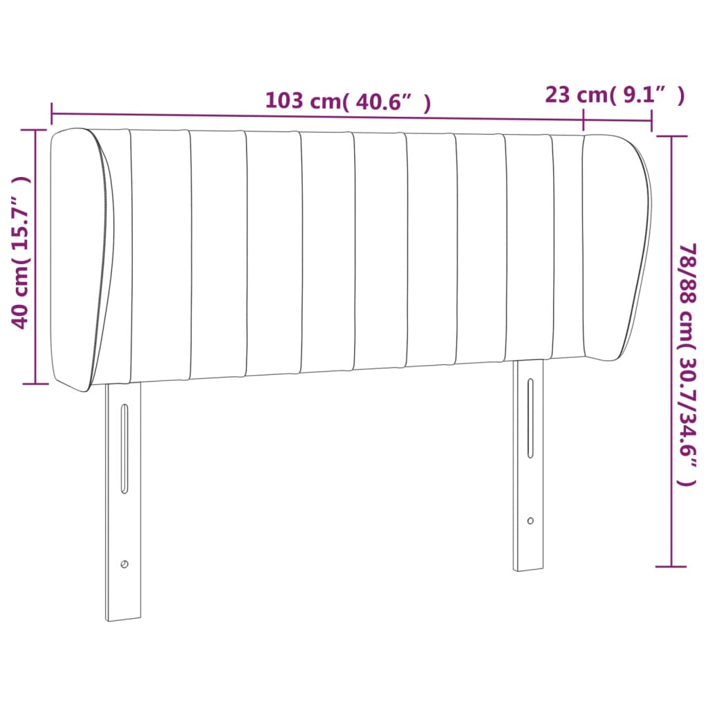 sengegavl med kanter 103x23x78/88 cm stof mørkegrå